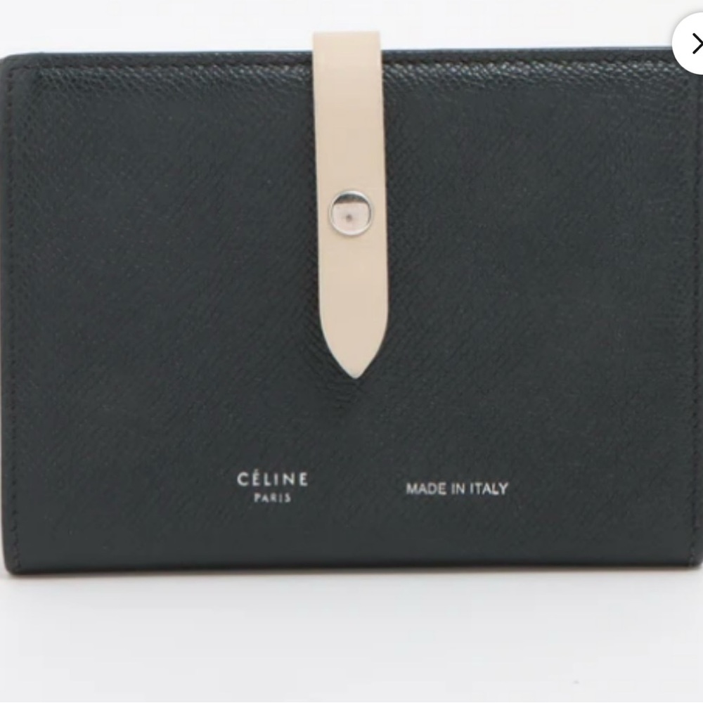 Celine Medium Bifold Leather
Compact Wallet Black and Cream
